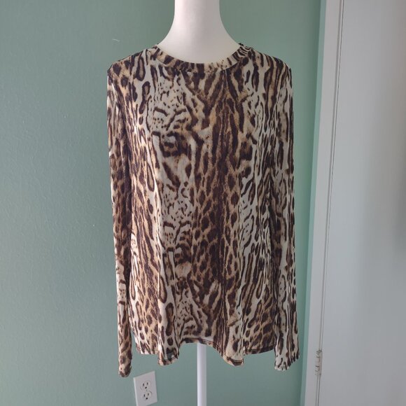 INC Brown Animal Print Blouse. Size XL - Picture 1 of 4